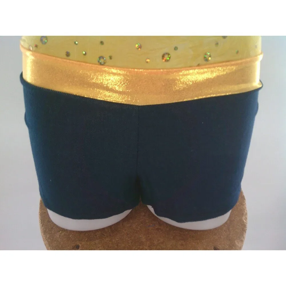 Pre-Owned Dance Costume AWCT  XL Child Yellow Romper Jazz Tap Sequins